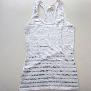 Rue 21 White & Silver Tank Top Sz L
